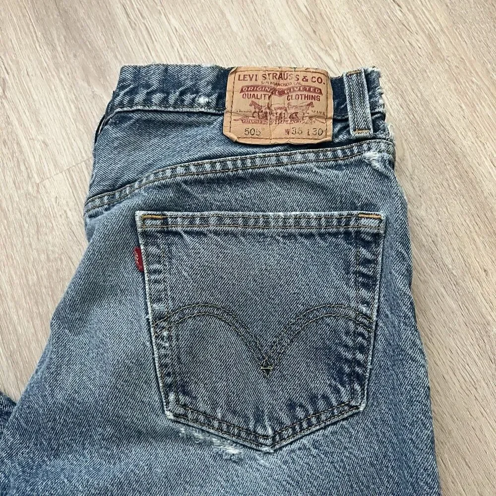 Levi's 505 Jeans Mens 35x30 Blue Medium Wash Regular Fit Straight Leg Y2K Cotton